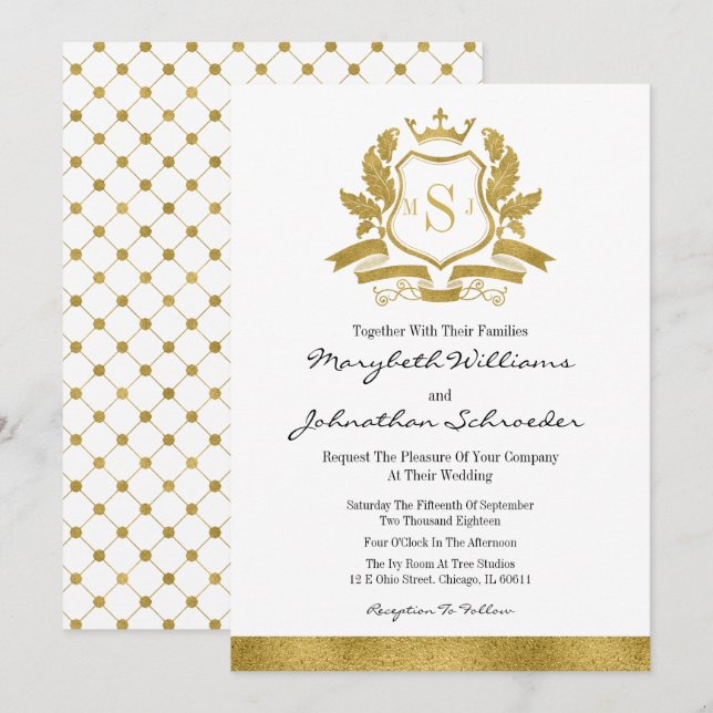 Tarjeta de invitación a la boda del Escudo de oro  (Anverso / Reverso)