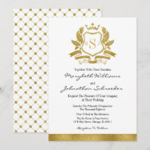 Tarjeta de invitación a la boda del Escudo de oro