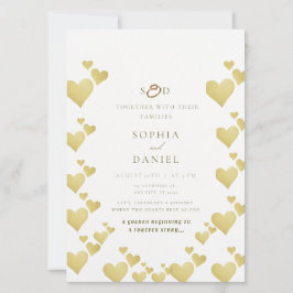 Tarjeta de invitación a la boda del latido dorado
