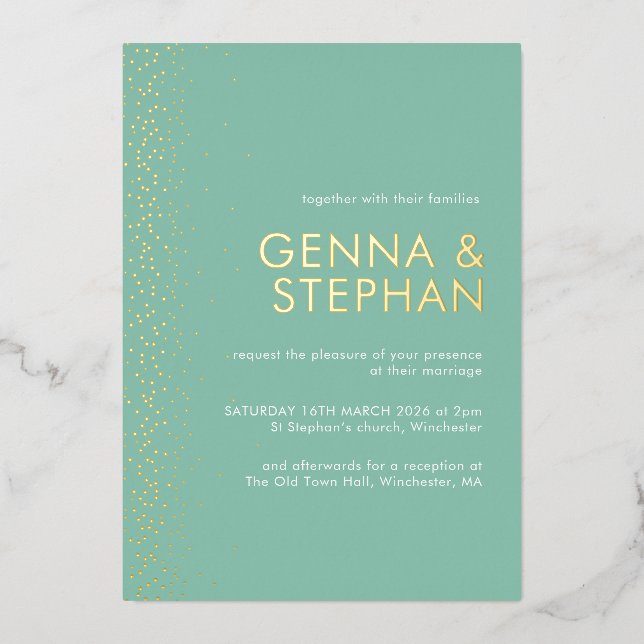 Tarjeta de invitación a la boda del Relieve metali (Anverso)