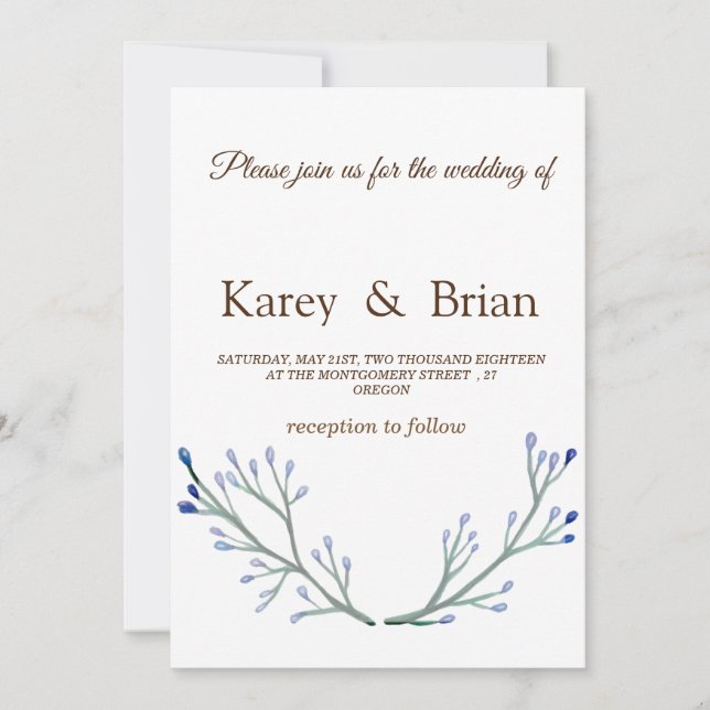 Tarjeta de invitación a la boda elegante, mínima (Anverso)