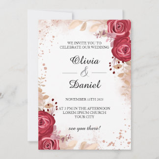 Tarjeta de invitación a la boda elegante Rosa