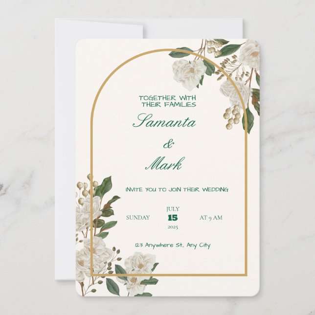 Tarjeta de invitación a la boda elegante y Persona (Anverso)