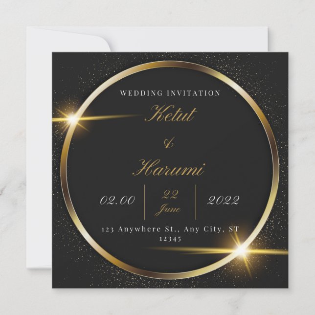 Tarjeta de invitación a la boda elegante y sencill (Anverso)