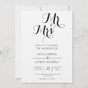 Tarjeta de invitación a la boda en blanco y negro 