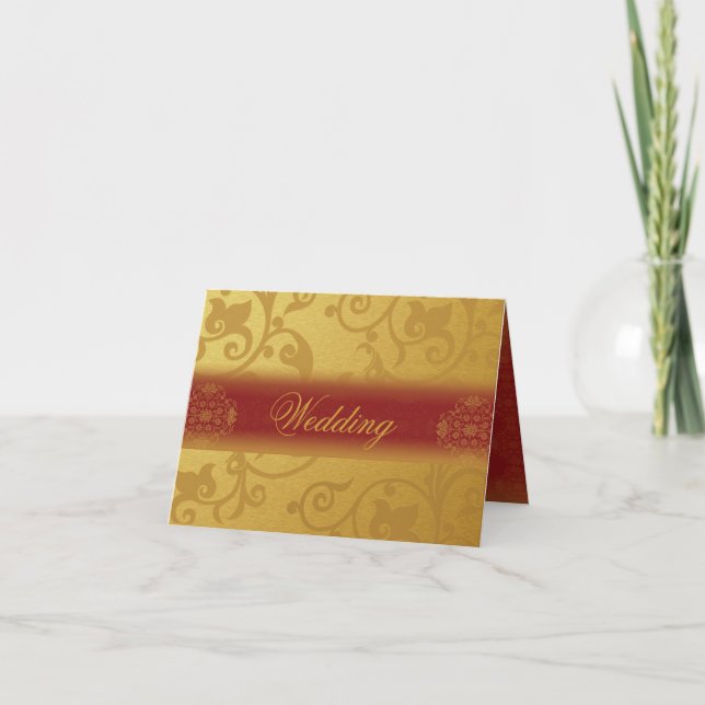 Tarjeta de invitación a la boda Estilo indio dobla (Anverso)