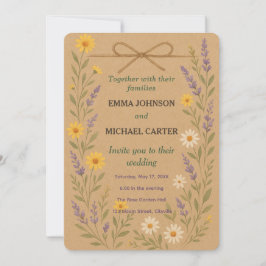 Tarjeta de invitación a la boda Flor silvestre rús
