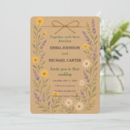 Tarjeta de invitación a la boda Flor silvestre rús