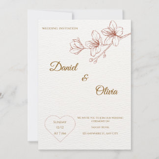 Tarjeta de invitación a la boda floral minimalista