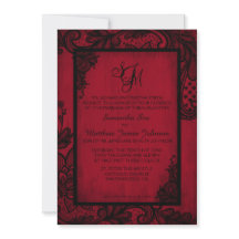 Tarjeta de invitación a la boda gótica de encaje n