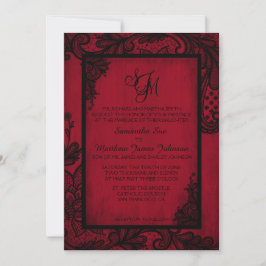 Tarjeta de invitación a la boda gótica de encaje n