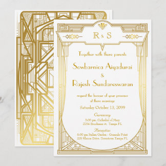 Tarjeta de invitación a la boda,Gran Gatsby,blanco