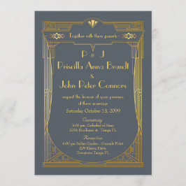 Tarjeta de invitación a la boda, Gran Gatsby, gris