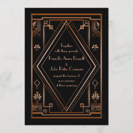 Tarjeta de invitación a la boda, Gran Gatsby, oro