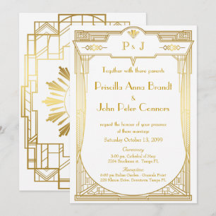 Tarjeta de invitación a la boda,Gran Gatsby,oro en