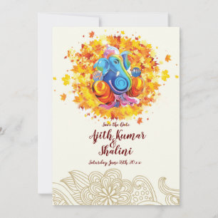 Tarjeta de invitación a la boda hindú