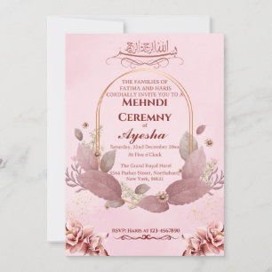 Tarjeta de invitación a la boda islámica Mehndi co