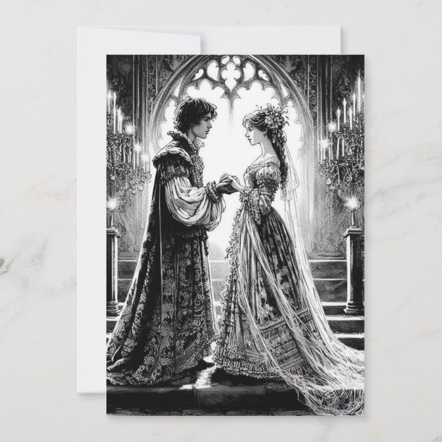 Tarjeta de invitación a la boda - Julieta Romeo Bl (Reverso)
