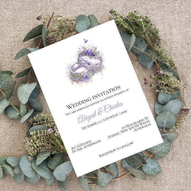 Tarjeta de invitación a la boda lila moderna (Subido por el creador)