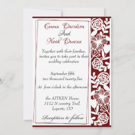 Tarjeta de invitación a la boda marrón elegante de