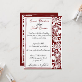 Tarjeta de invitación a la boda marrón elegante de