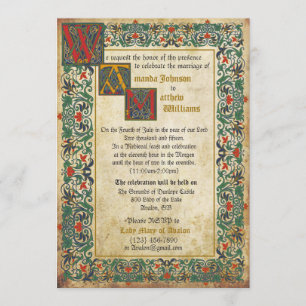 Tarjeta de invitación a la boda medieval manuscrit