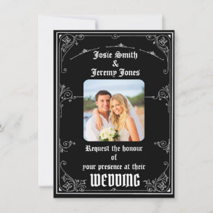 Tarjeta de invitación a la boda mínima de fotos de