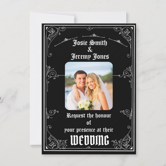 Tarjeta de invitación a la boda mínima de fotos de (Anverso)