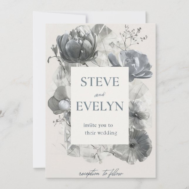 Tarjeta de invitación a la boda minimalista (Anverso)