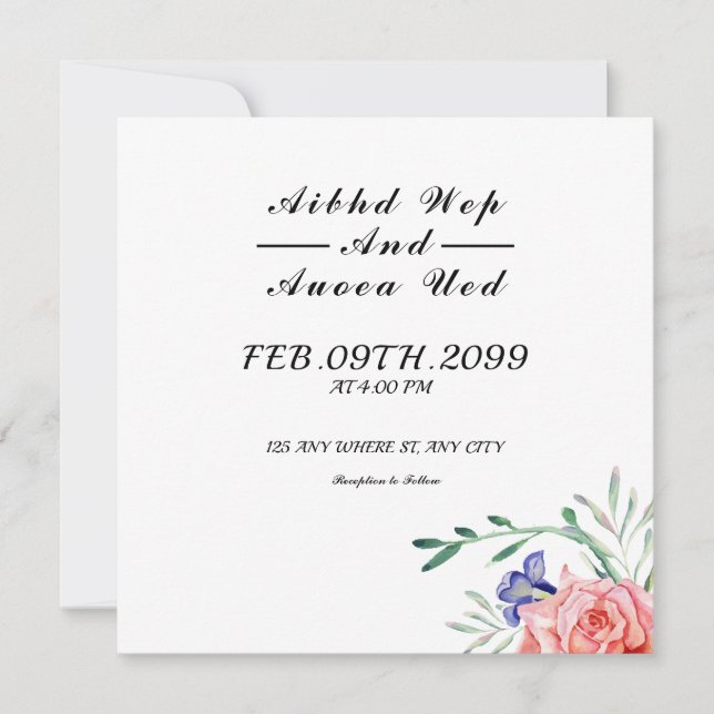 Tarjeta de invitación a la boda moderna (Anverso)