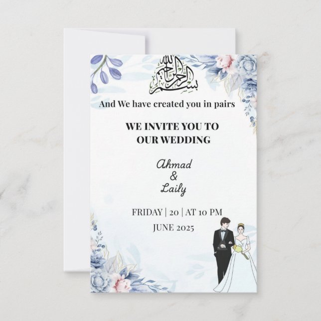 Tarjeta de invitación a la boda moderna (Anverso)