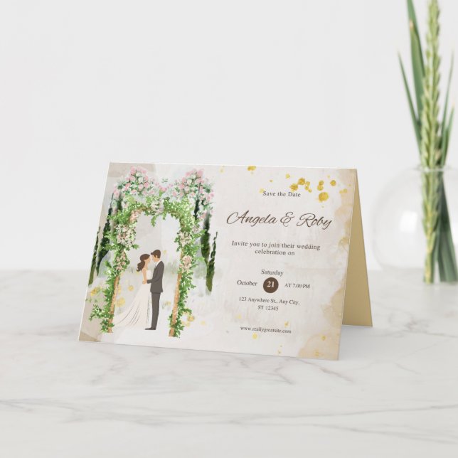 Tarjeta de invitación a la boda moderna minimalist (Anverso)