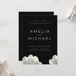 Tarjeta de invitación a la boda negra