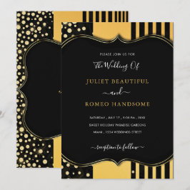 Tarjeta de invitación a la boda negra con marco do