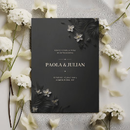 Tarjeta de invitación a la boda negra de lujo