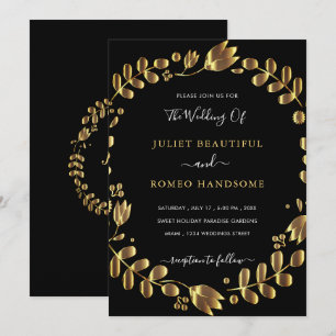 Tarjeta de invitación a la boda negra del tulipán 