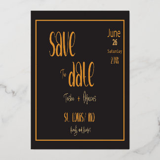 Tarjeta de invitación a la boda oro y negro
