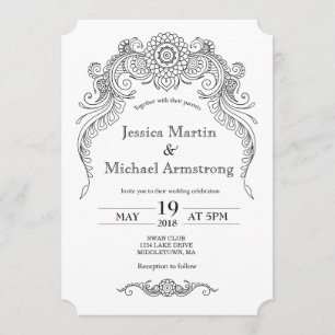 Tarjeta de invitación a la boda Paisley henna desi