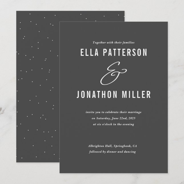 Tarjeta de invitación a la boda plana de mezcla mo (Anverso / Reverso)