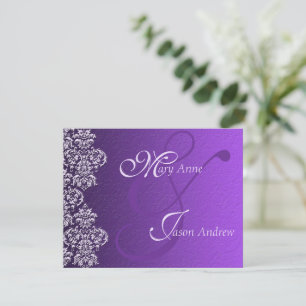 Tarjeta de invitación a la boda real púrpura Damas