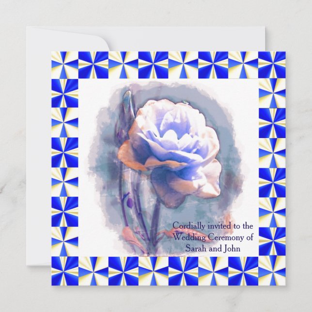 Tarjeta de invitación a la boda Rosa azul (Anverso)
