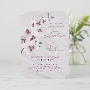 Tarjeta de invitación a la boda rosa de la rama de
