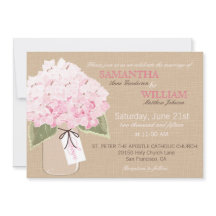 Tarjeta de invitación a la boda rústica Hydrangea 