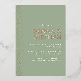 Tarjeta de invitación a la boda Sage Green Shimmer