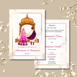 Tarjeta de invitación a la boda sikh Invitación a 