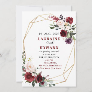 Tarjeta de invitación a la boda simple floral