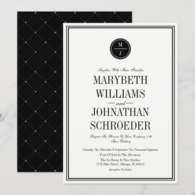 Tarjeta de invitación a la boda simple y elegante (Anverso / Reverso)