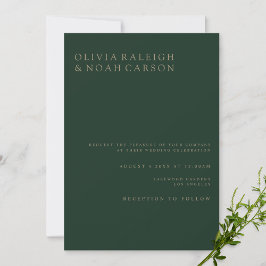 Tarjeta de invitación a la boda verde moderna y el