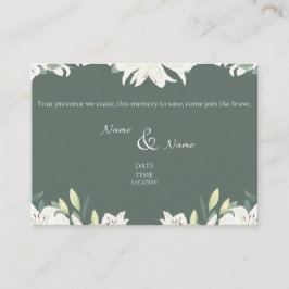 Tarjeta de invitación a la boda verde y blanca