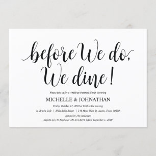 Tarjeta de invitación a la cena de ensayo de Boda 